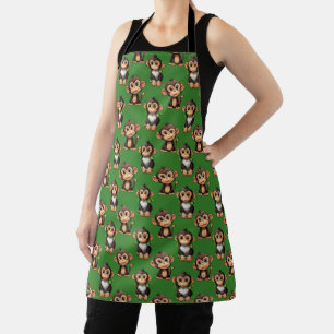 Tablier Conception de motif singe vert