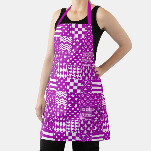 Tablier Conception de Patchwork Motifs mélangés violet bla (Créateur téléchargé)