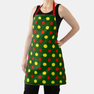 Tablier Conception de pois verts rouges jaunes