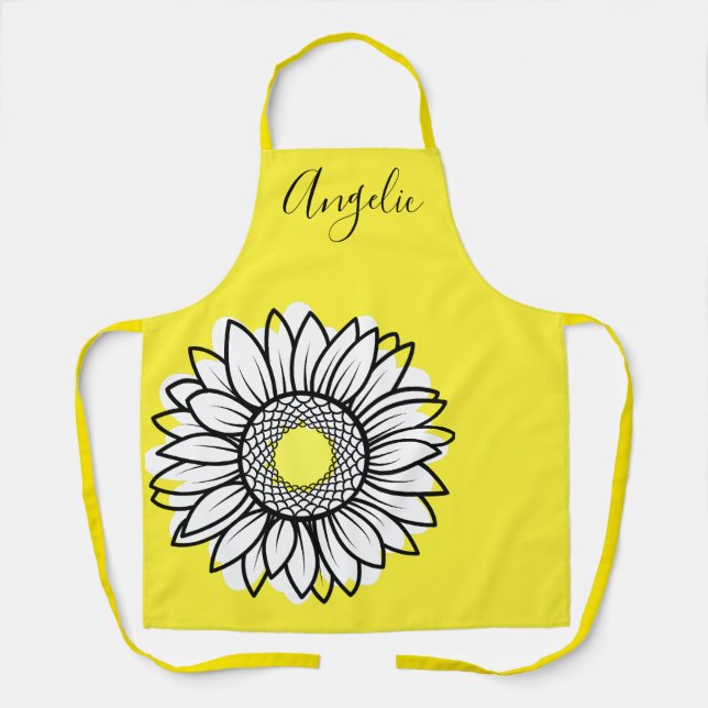 Tablier Conception florale personnalisée de marguerite jau (Recto)