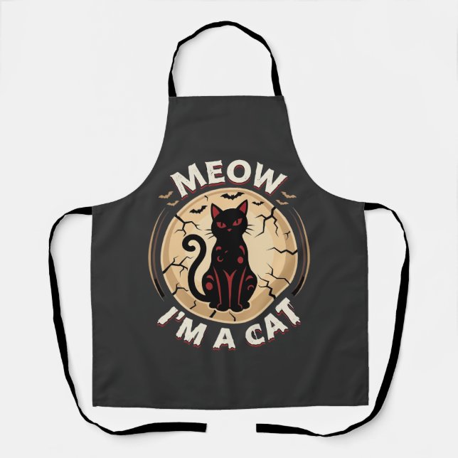 Tablier Conception graphique de chat Meow Halloween_1 (Recto)