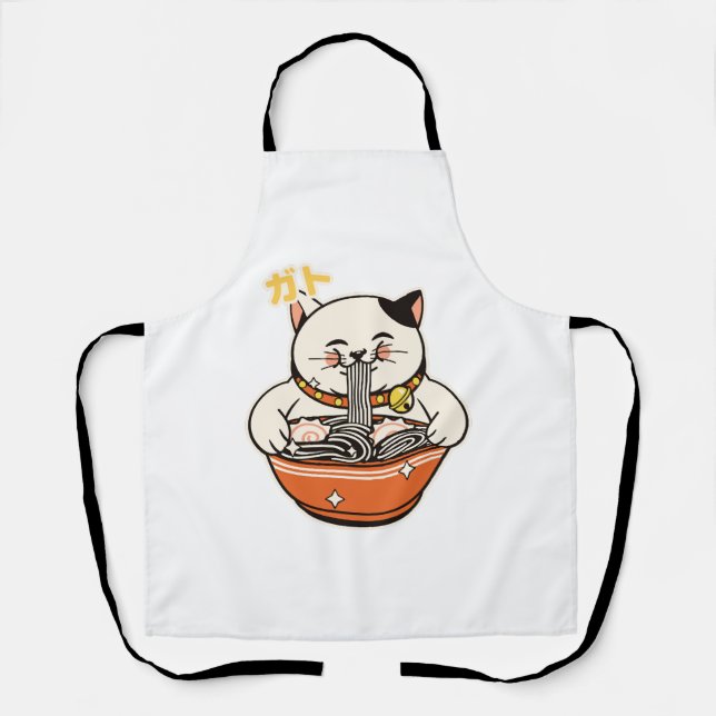 Tablier Conception Kawaii de Ramen de Chat (Recto)