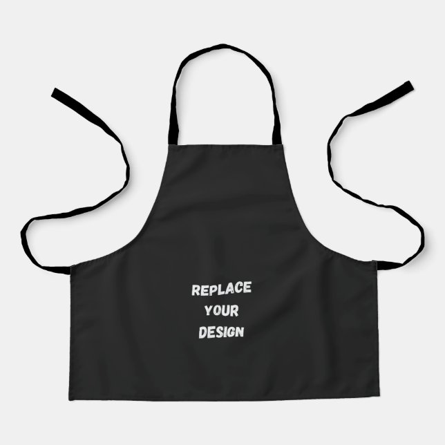 Tablier Conception simple noire personnalisée Ajouter une  (Recto)