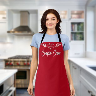 Tablier Cookie Crew Heart Holiday Red Christmas