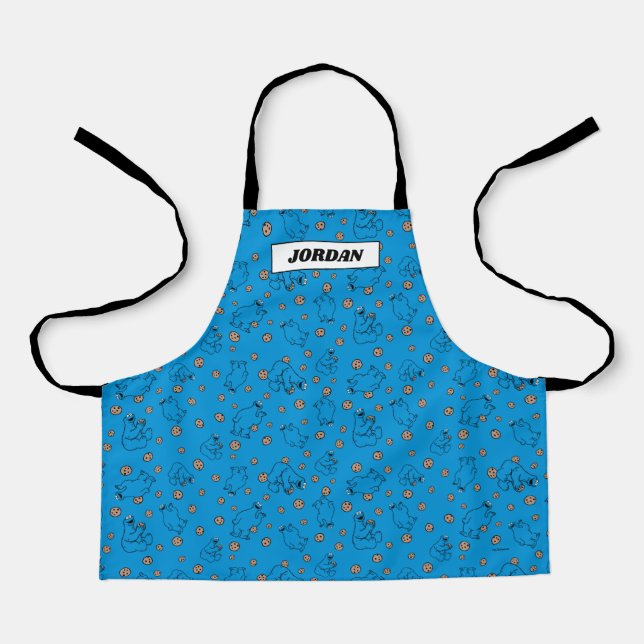Tablier Cookie Monster et Cookies Motif bleu (Recto)