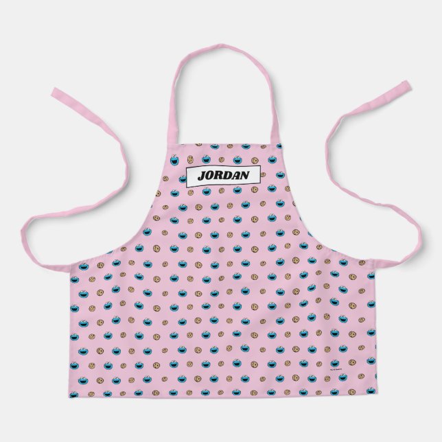 Tablier Cookie Monster et Cookies Motif rose (Recto)