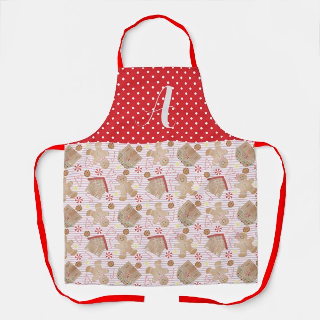Tablier Cookies de Noël rose Apron, Moyen Apron (Recto)