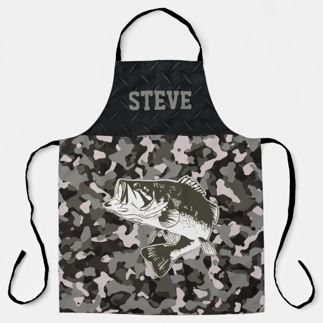 Tablier Cool Black Grey Camo Nom Bass Fishing Homme  (Recto)