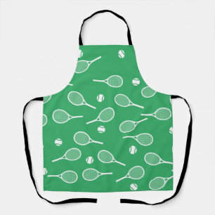 Tablier Cool Blanc Retro Raquettes de Tennis Motif Vert