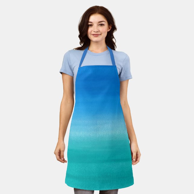 Tablier Cool bleu Turquoise Ombre Aquarelle Artiste (Porté)