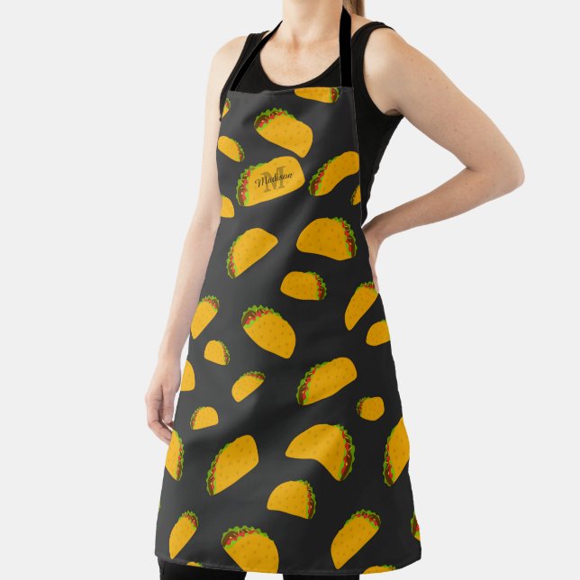 Tablier Cool et amusant yummy taco motif Monogramme (Insitu)