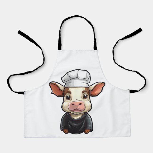 Tablier Cool Farm Amoureux des animaux Art Cute Chef Cow (Recto)