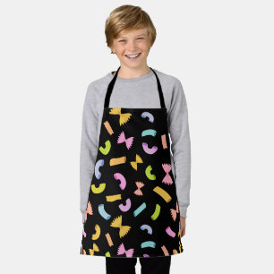 Tablier Cool fun pâtes macaroni coloré motif sur noir