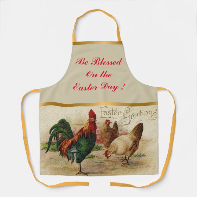 Tablier Coq vintage Et Poulets Pâques (Recto)