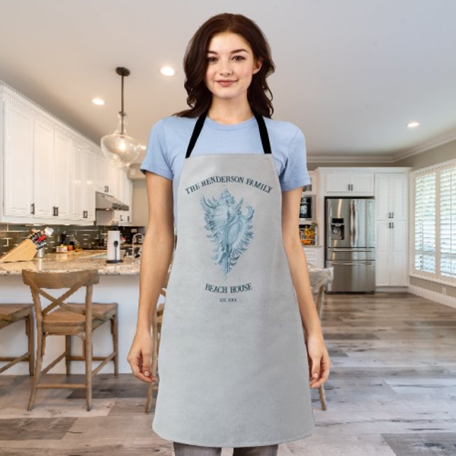 Tablier Coque conique bleu (Blue Conch Shell Personalized Apron)
