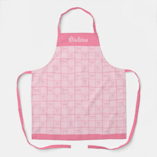 Tablier Coquette Bow rose Moderne Fille Nom personnalisé