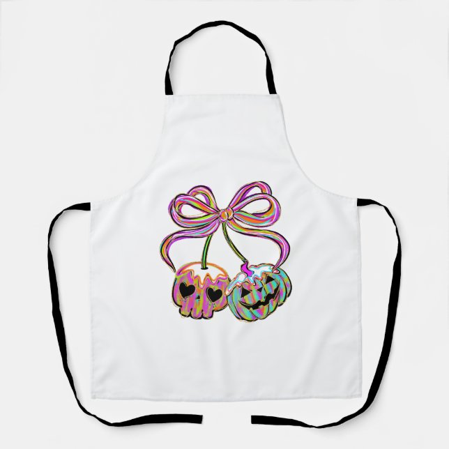 Tablier Coquette Citrouille cerises Halloween (Recto)