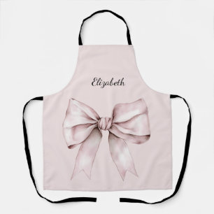Tablier Coquette esthétique arc rose Nom personnalisé