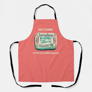 Tablier Coral Retro Sardine Cuisine Chef Italien