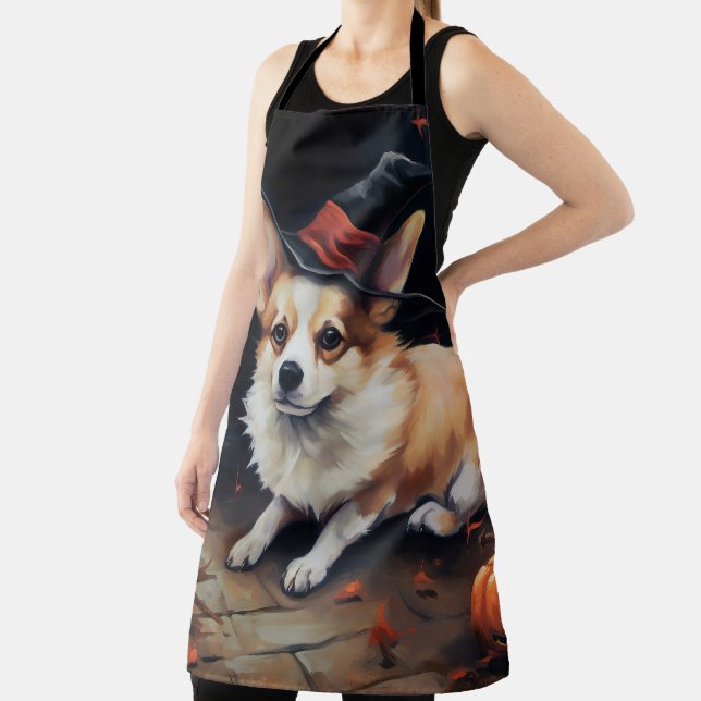 Tablier Corgi Citrouille Halloween effroi (Insitu)