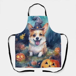 Tablier Corgi d'Halloween avec la peur Citrouille