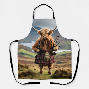 Tablier Cornemuseuse de vache des Highlands écossais,