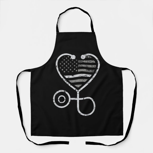 Tablier Correction Infirmière fine ligne gris Coeur US dra (Recto)