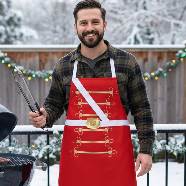 Tablier Costume de soldat pour Noisette de Noël amusant (A fun and festive nutcracker/ toy soldier costume apron with space for your initial)