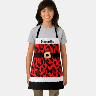 Tablier Costume Père Noël Empreinte de léopard rouge Enfan