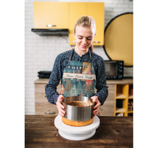 Tablier Cosy Hygge Village Nordic Folk Art, personnalisé