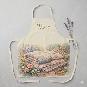 Tablier Cottagecore Courtepoint Fleuri en Patchwork Aquare