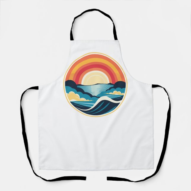 Tablier Coucher de soleil Art déco zen sur l'eau (Recto)