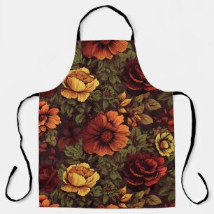 Tablier Couleur rouille Vintage impression florale