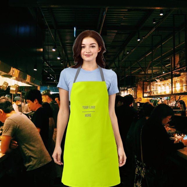 Tablier couleur solide jaune fluorescent - votre logo (Créateur téléchargé)