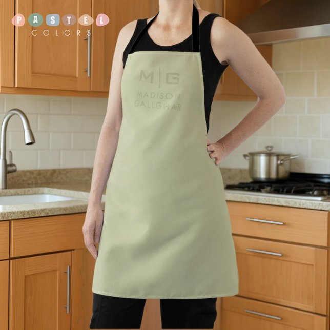 Tablier Couleur verte mousse pastel de lumière douce et so (Solid Soft Light Pastel Sage Moss Green Color Apron
)