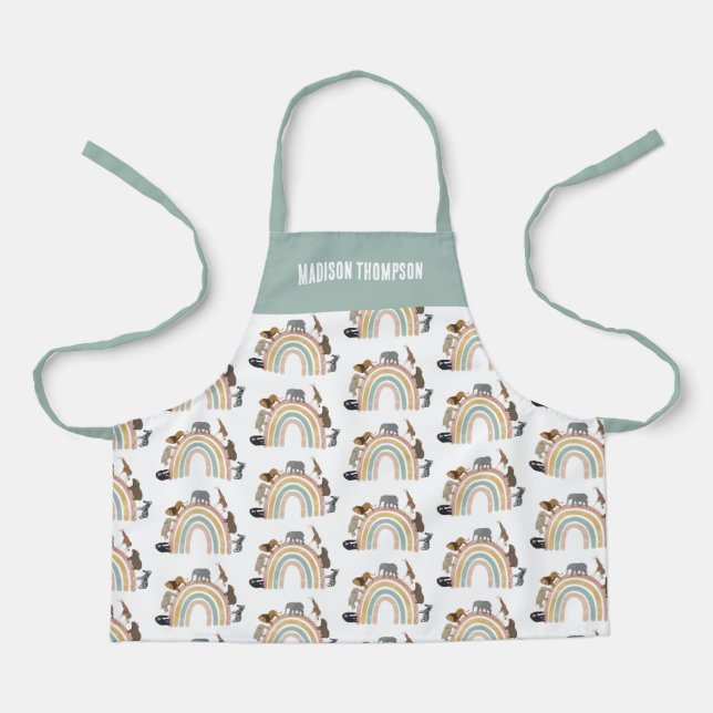 Tablier Couleurs de terre Arc-en-ciel Jungle Animaux Motif (Recto)