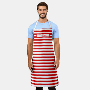 Tablier Couleurs DIY Horiz Stripe Rouge Blanc