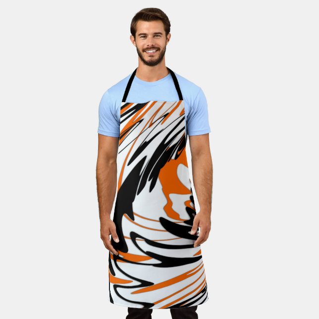 Tablier Couleurs du Bengale Orange et lignes noires (Porté)