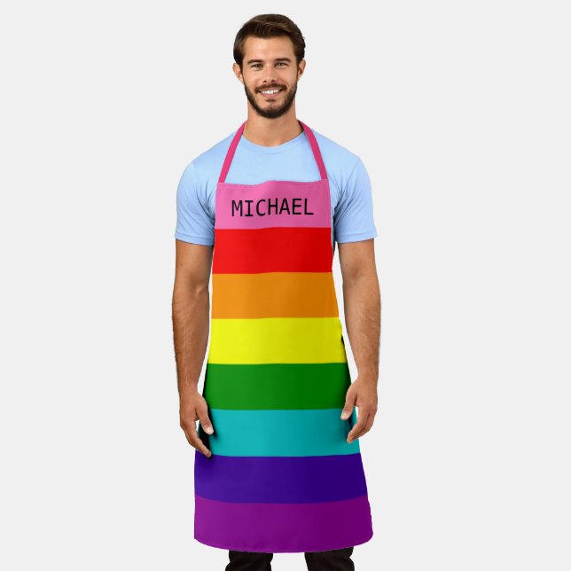 Tablier Couleurs LGBT couleur drapeau arc-en-ciel LGBT (Porté)