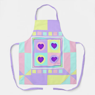 Tablier Couleurs pastel & coeurs violets battre