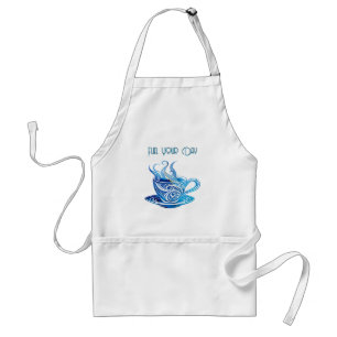 Tablier Coupe Artistique de Café Bleu avec Motifs de tourb