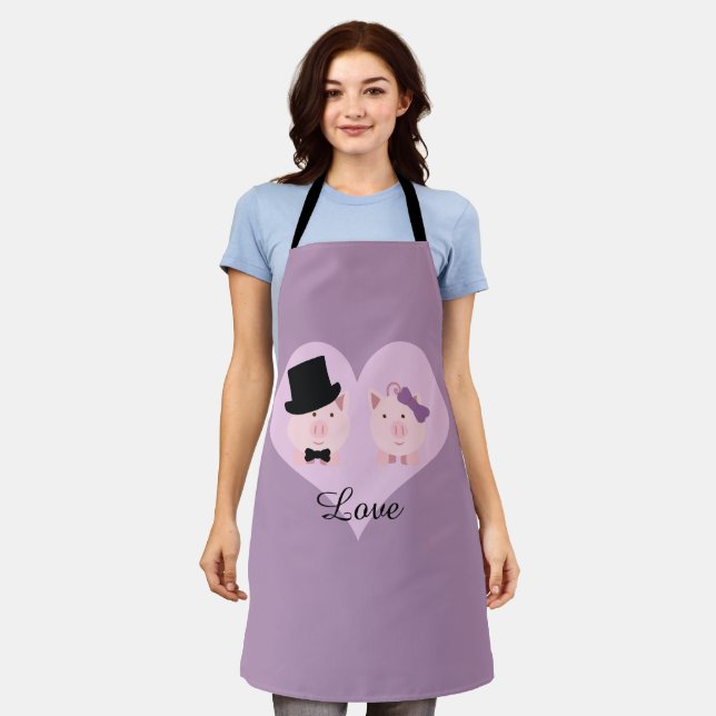 Tablier Couple de cochon mignon (Porté)