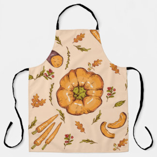 Tablier Courge d'hiver, légumes variés, motif de citrouill