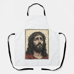 Tablier Couronne d'épines vintage portrait religieux art v