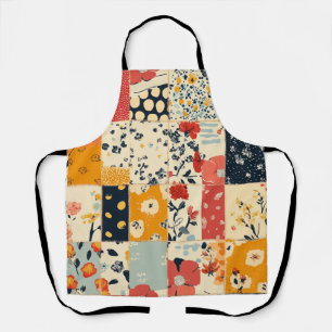 Tablier Courtepoint Patchwork Floral Vibrant aux Tons Chau