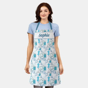 Tablier Couture et couture bleu
