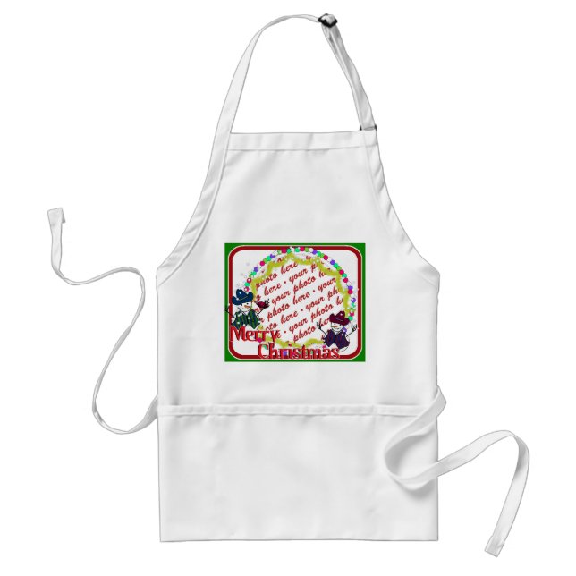 Tablier Cowboy Snowmen cadre photo de Noël (Devant)