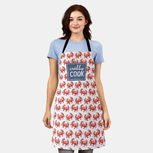Tablier Crabby Cook Funny Crab Motif (Porté)