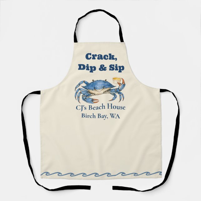 Tablier Crabe bleu côtier joyeux (Recto)