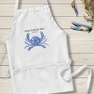 Tablier Crabe Bleu Marin Vintage Personnalisé Plage